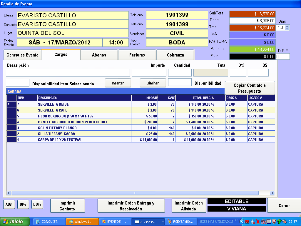 Eve AyB Cargos de contrato